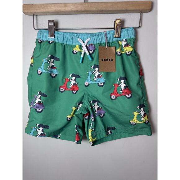 MINI BODEN Kids' Print Swim Trunks In Green Puppy Scooter Sz 7/8 NWT - Picture 11 of 11
